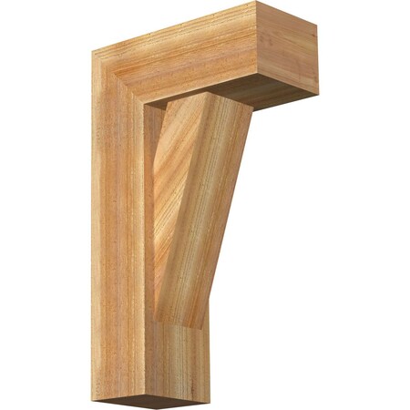 Ekena Millwork Traditional Block Rough Sawn Bracket w/ Offset Brace, Western Red Cedar, 8"W x 18"D x 30"H BKT0806X18X30TRA05RWR